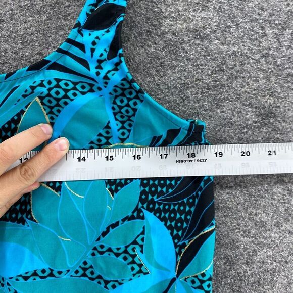 Unbranded Tankini Top Women M Medium Blue Floral Sleeveless Push Up Wide Strap - Picture 5 of 7